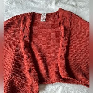 Soft rust orange knit sweater cover up! Perfect for fall